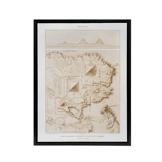 Pyramids of Giza French Topographic Map Avennes Framed Canvas Wall Art Print