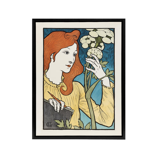 Salon des Cent Woman With Flower Grasset Framed Canvas Wall Art Print