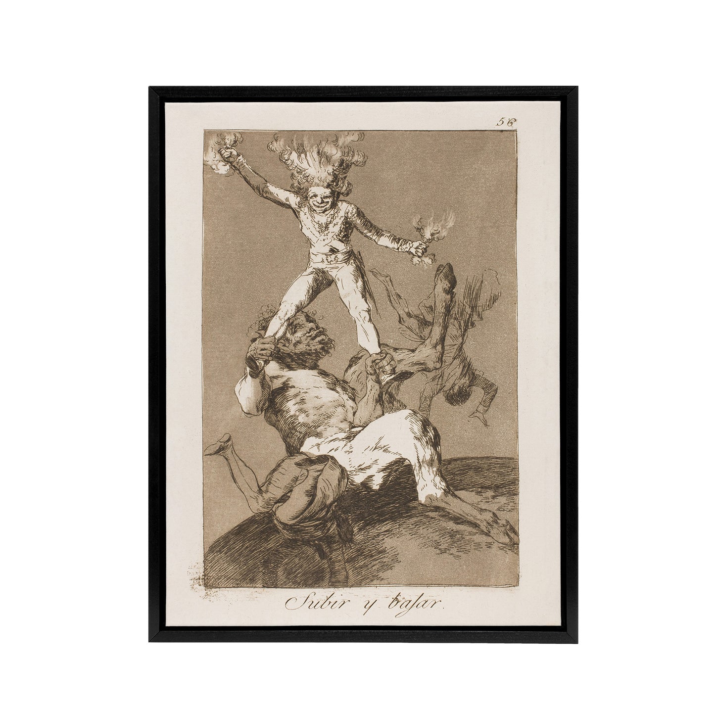 Up And Down Los Caprichos Francisco Goya Framed Canvas Wall Art Print