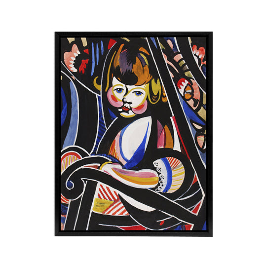 Child in Rocker Portrait Henry Lyman Sayen Framed Canvas Wall Art Print