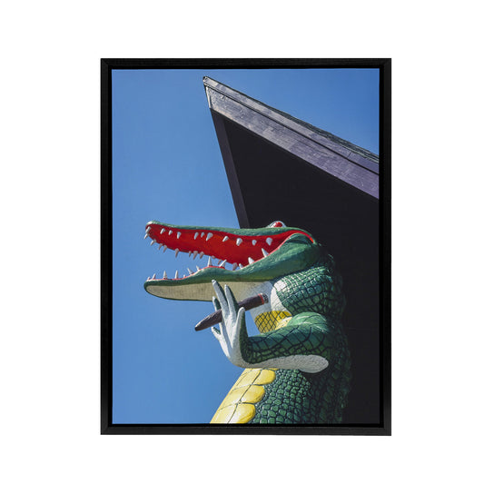 Gatorland Zoo Alligator With Cigar Margolies Framed Canvas Wall Art Print