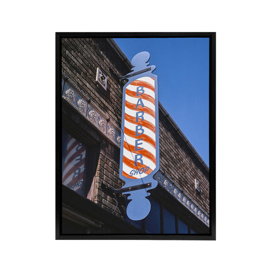 Retro Barber Shop Sign Photograph Margolies Framed Canvas Wall Art Print