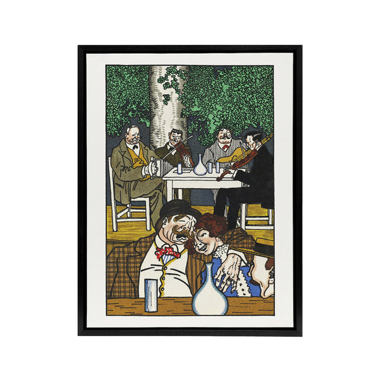 Musicians At The Heuriger Music Moriz Jung Framed Canvas Wall Art Print