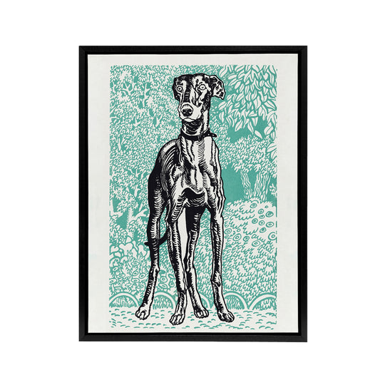 Dog Lover Greyhound Pet Portrait Moriz Jung Framed Canvas Wall Art Print