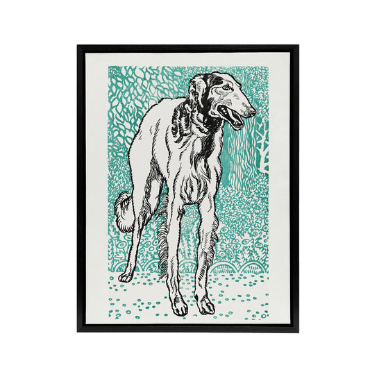 Long Haired Greyhound Russian Wolfhound Dog Jung Framed Canvas Wall Art Print