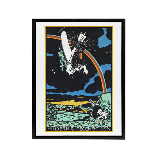 Rainbow Obstacle Plane Crash Moriz Jung Framed Canvas Wall Art Print