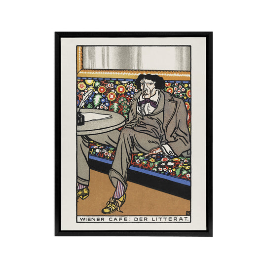 Viennese Cafe The Man of Letters Moriz Jung Framed Canvas Wall Art Print