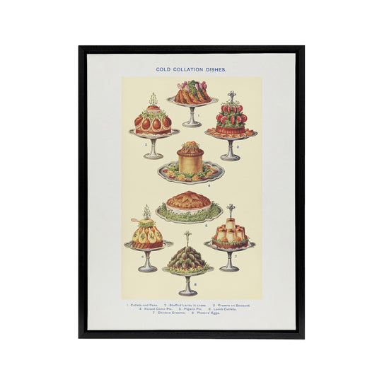 Cold Collation Dishes Kitchen Decor Mrs Beeton Framed Canvas Wall Art Print