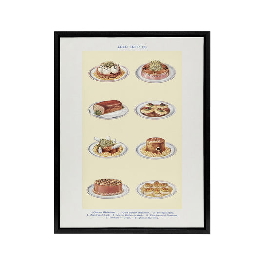 Cold Entree Dishes Kitchen Decor Mrs Beeton Framed Canvas Wall Art Print