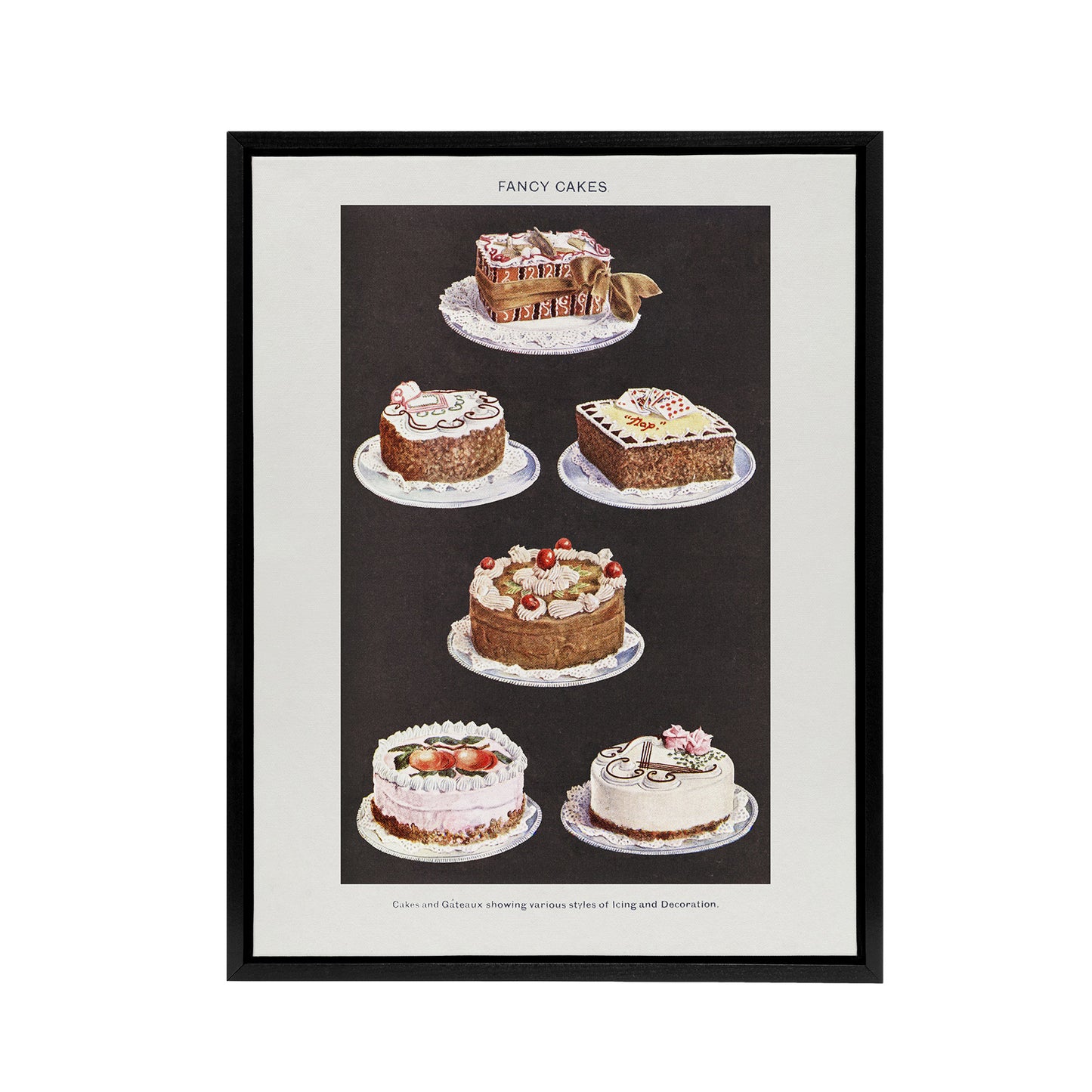Fancy Cakes Mrs Beeton Household Management Framed Canvas Wall Art Print