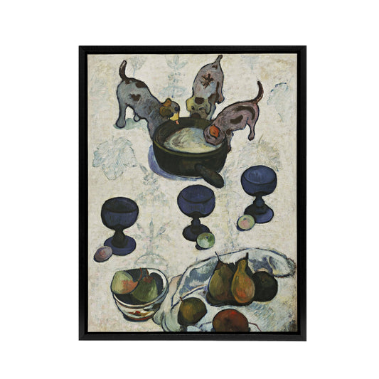 Still Life with Three Puppies Paul Gauguin Framed Canvas Wall Art Print