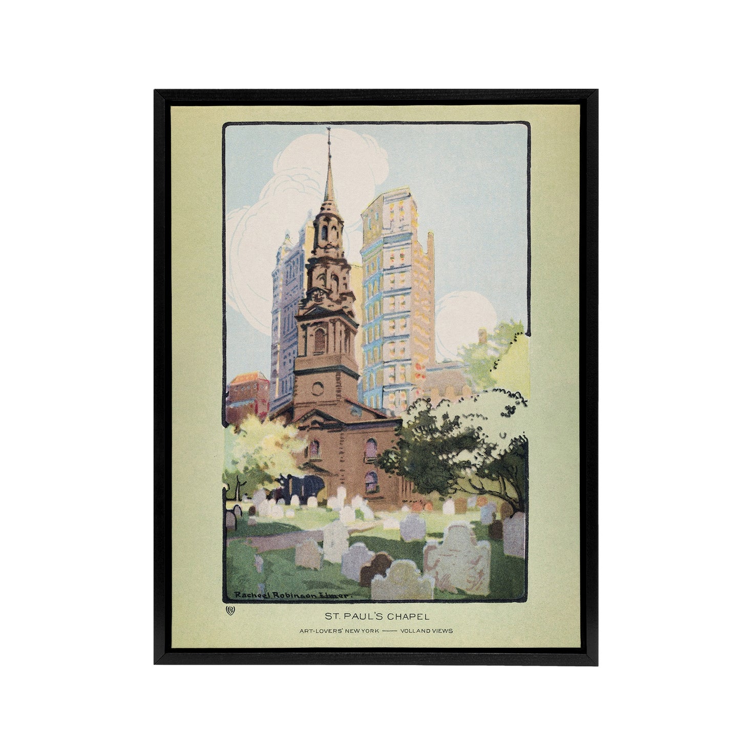 St Pauls Chapel Cityscape Rachael R Elmer Framed Canvas Wall Art Print