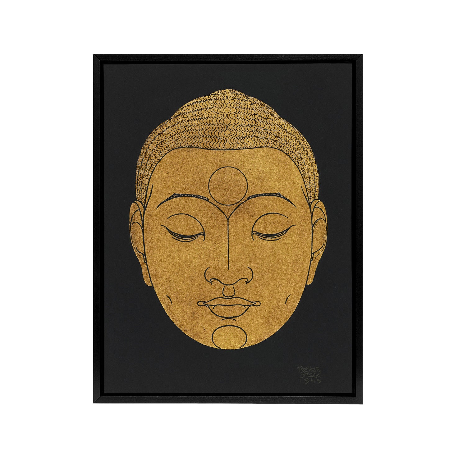 Bronze Gold Head of Buddha Reijer Stolk Framed Canvas Wall Art Print