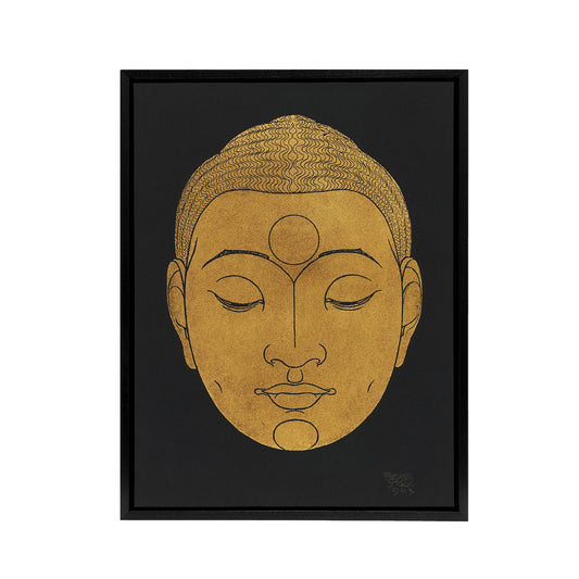 Bronze Gold Head of Buddha Reijer Stolk Framed Canvas Wall Art Print