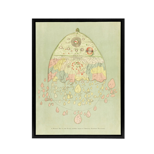 Vintage Burmese Map of the World Griggs Framed Canvas Wall Art Print