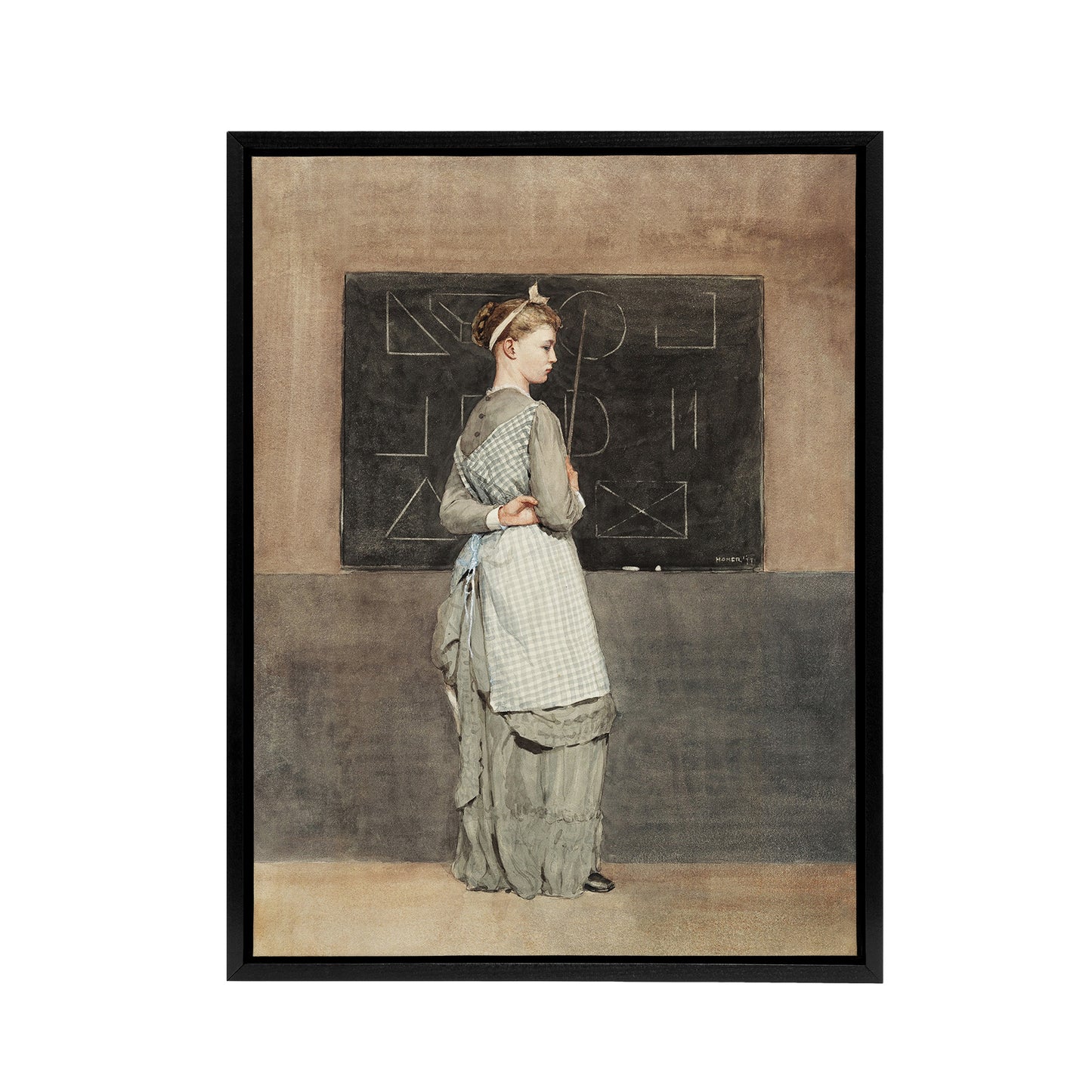 Teacher with Blackboard Winslow Homer Framed Canvas Wall Art Print