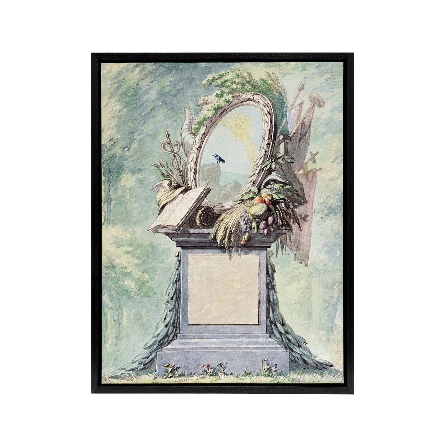 18th Century Monument Design Watercolour Schouman Framed Canvas Wall Art Print