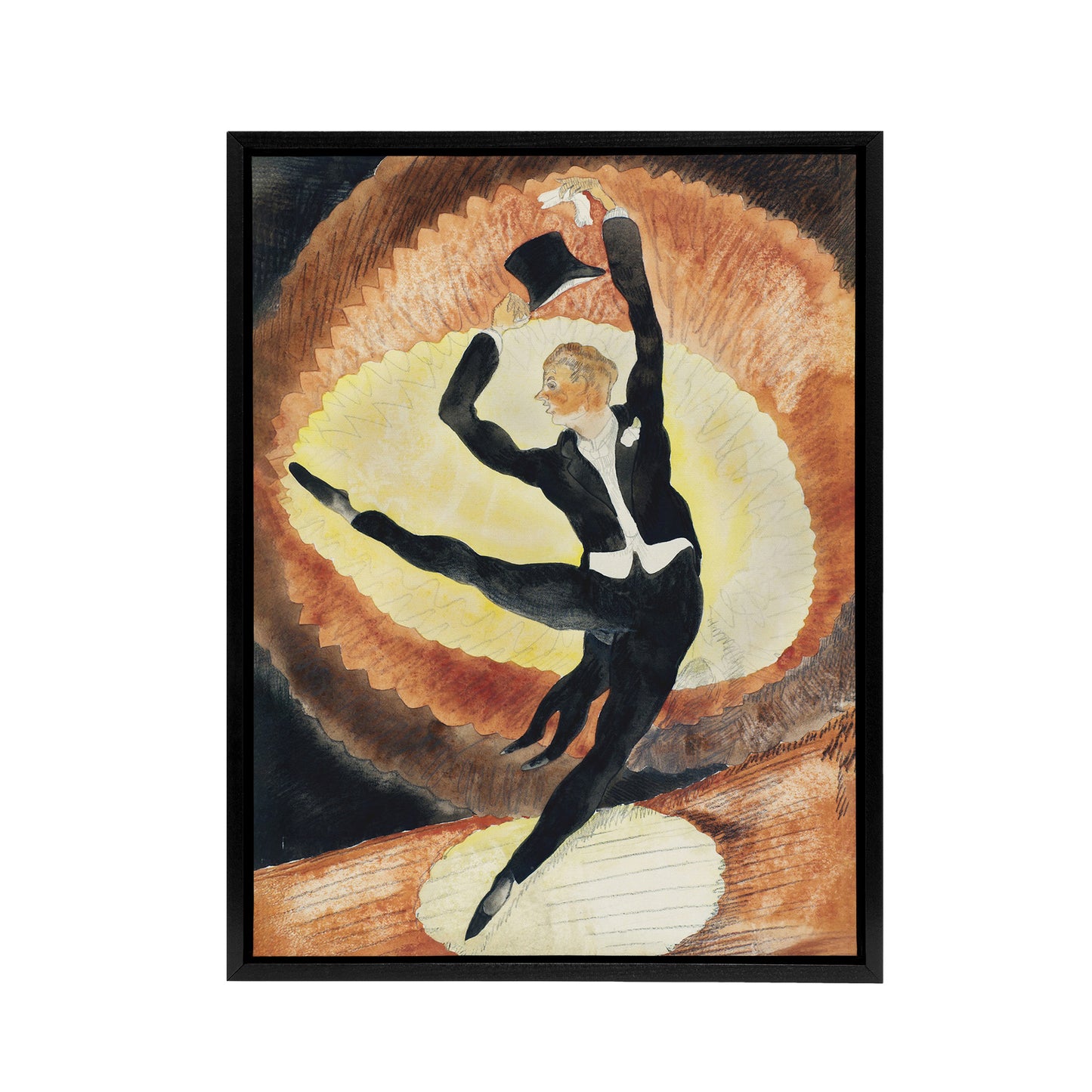 Acrobatic Male Dancer with Top Hat Demuth Framed Canvas Wall Art Print