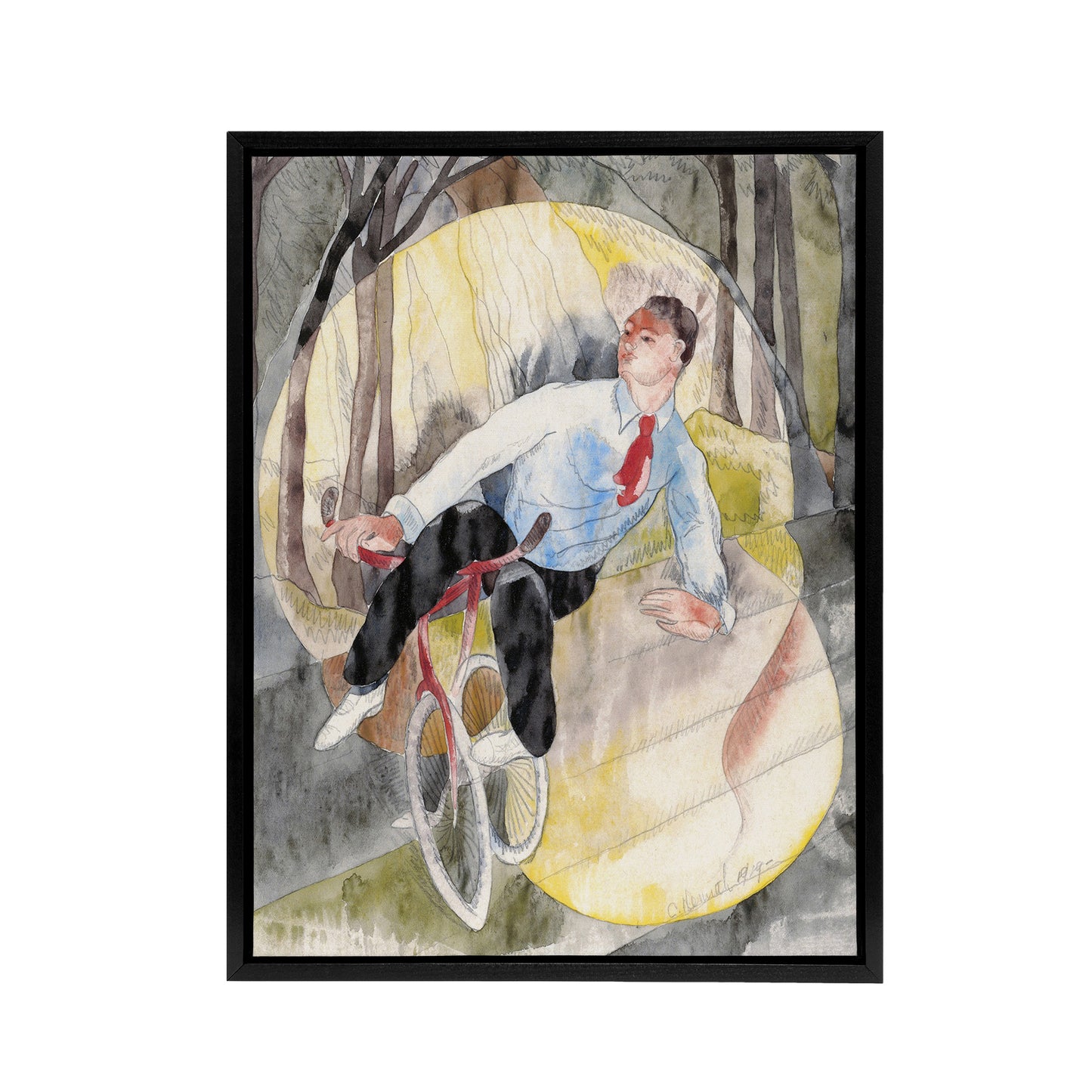 In Vaudeville The Bicycle Rider Demuth Framed Canvas Wall Art Print