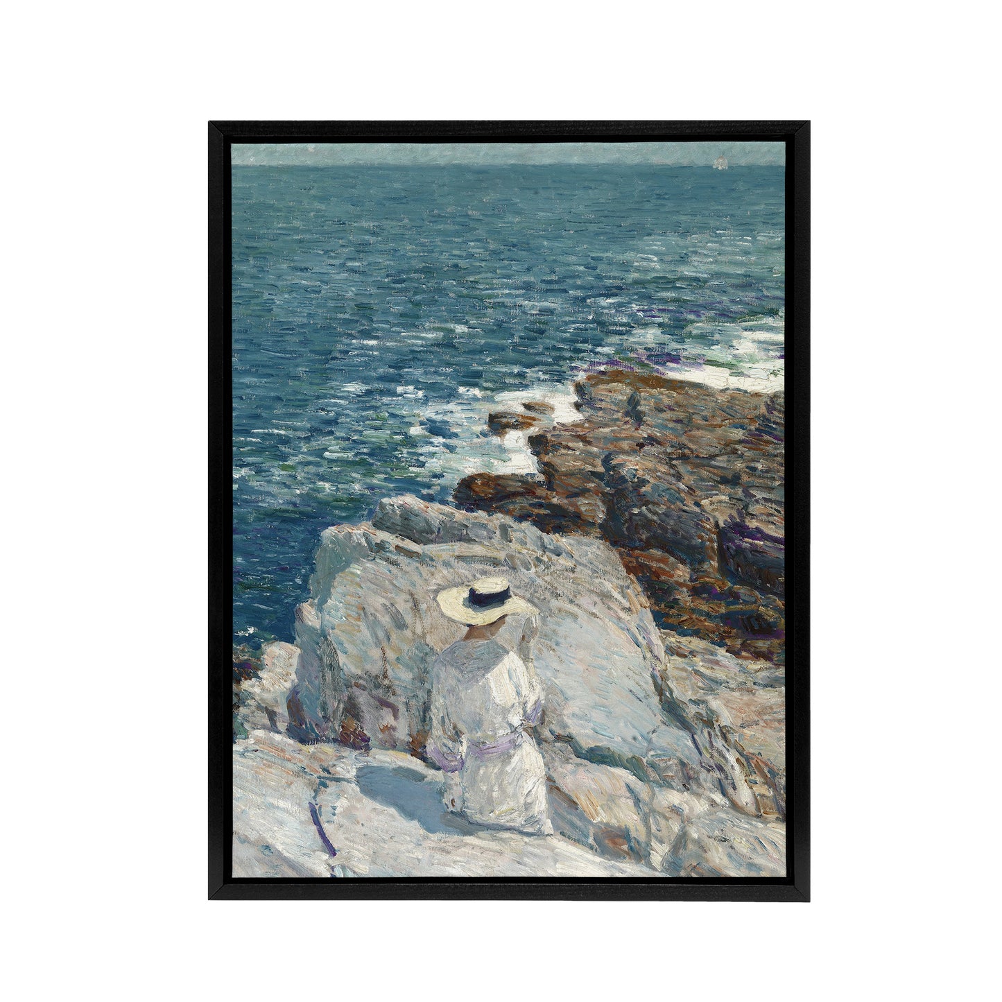 South Ledges Rocky Coastal Landscape Hassam Framed Canvas Wall Art Print