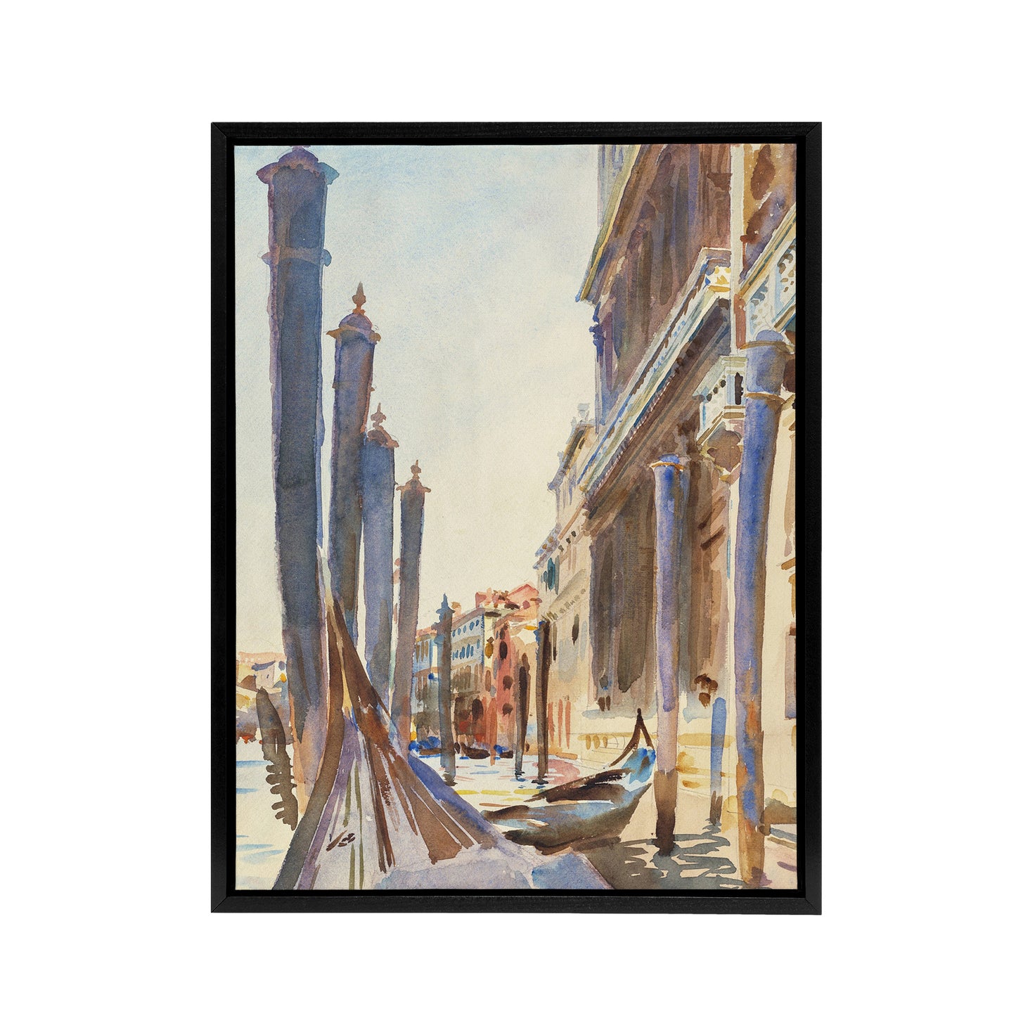 Gondola Moorings on the Grand Canal Sargent Framed Canvas Wall Art Print
