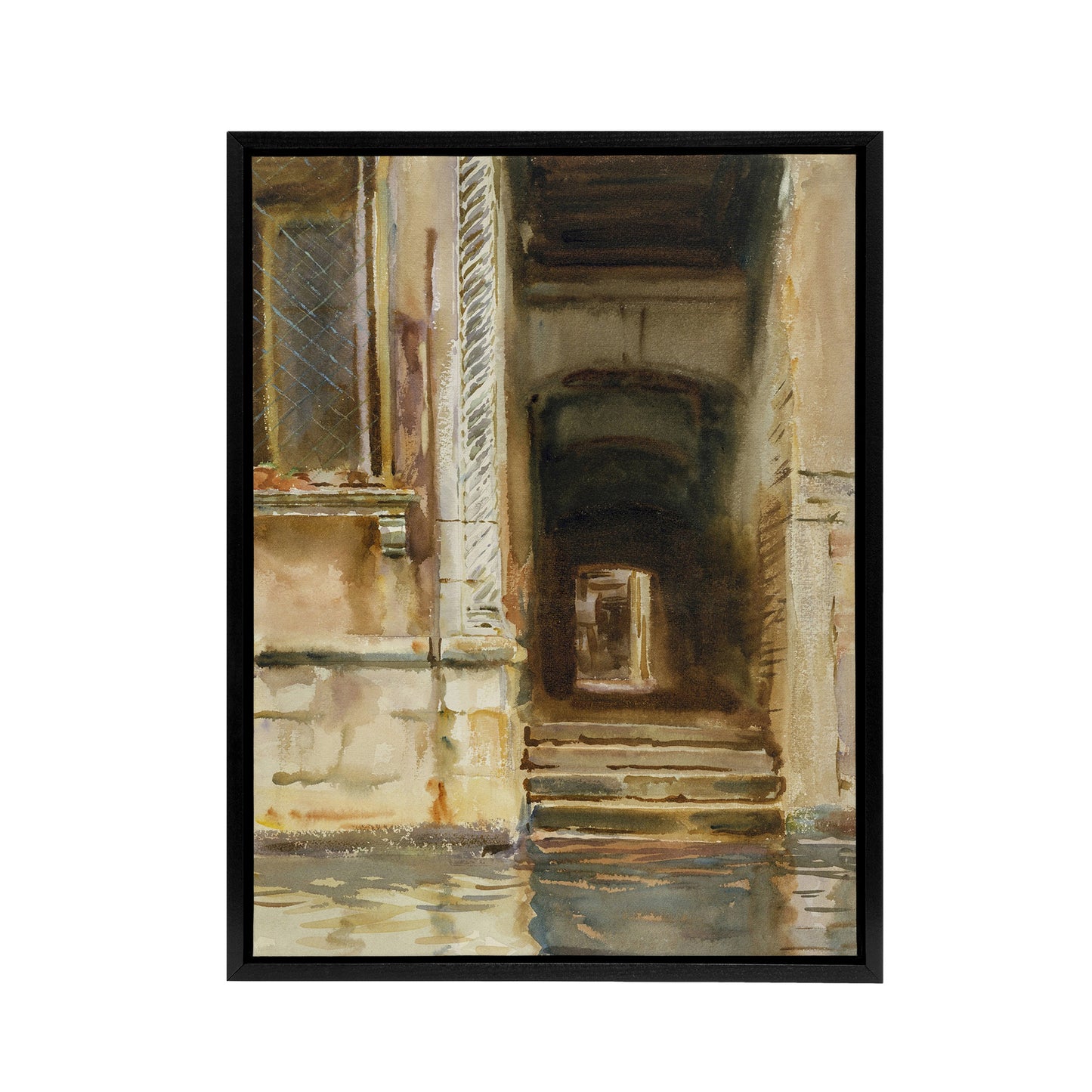 Venetian Passageway Watercolour Sargent Framed Canvas Wall Art Print