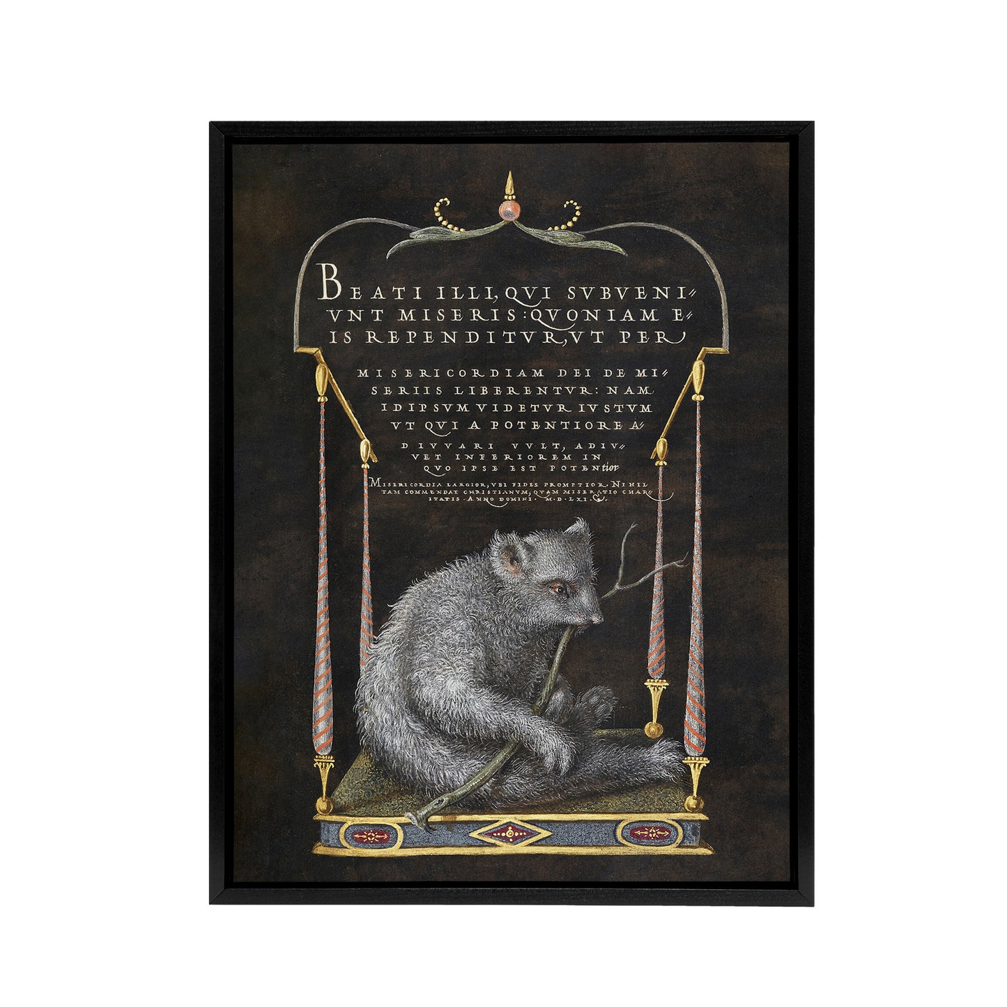 Latin Beatitudes with Sloth Artwork Hoefnagel Framed Canvas Wall Art Print