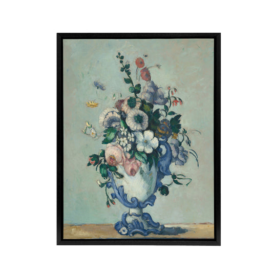 Flowers in a Rococo Vase Still Life Cezanne Framed Canvas Wall Art Print
