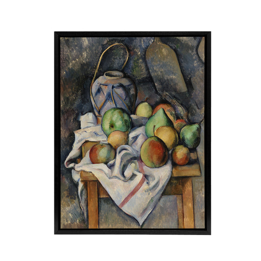 Ginger Jar and Fruit Still Life Paul Cezanne Framed Canvas Wall Art Print