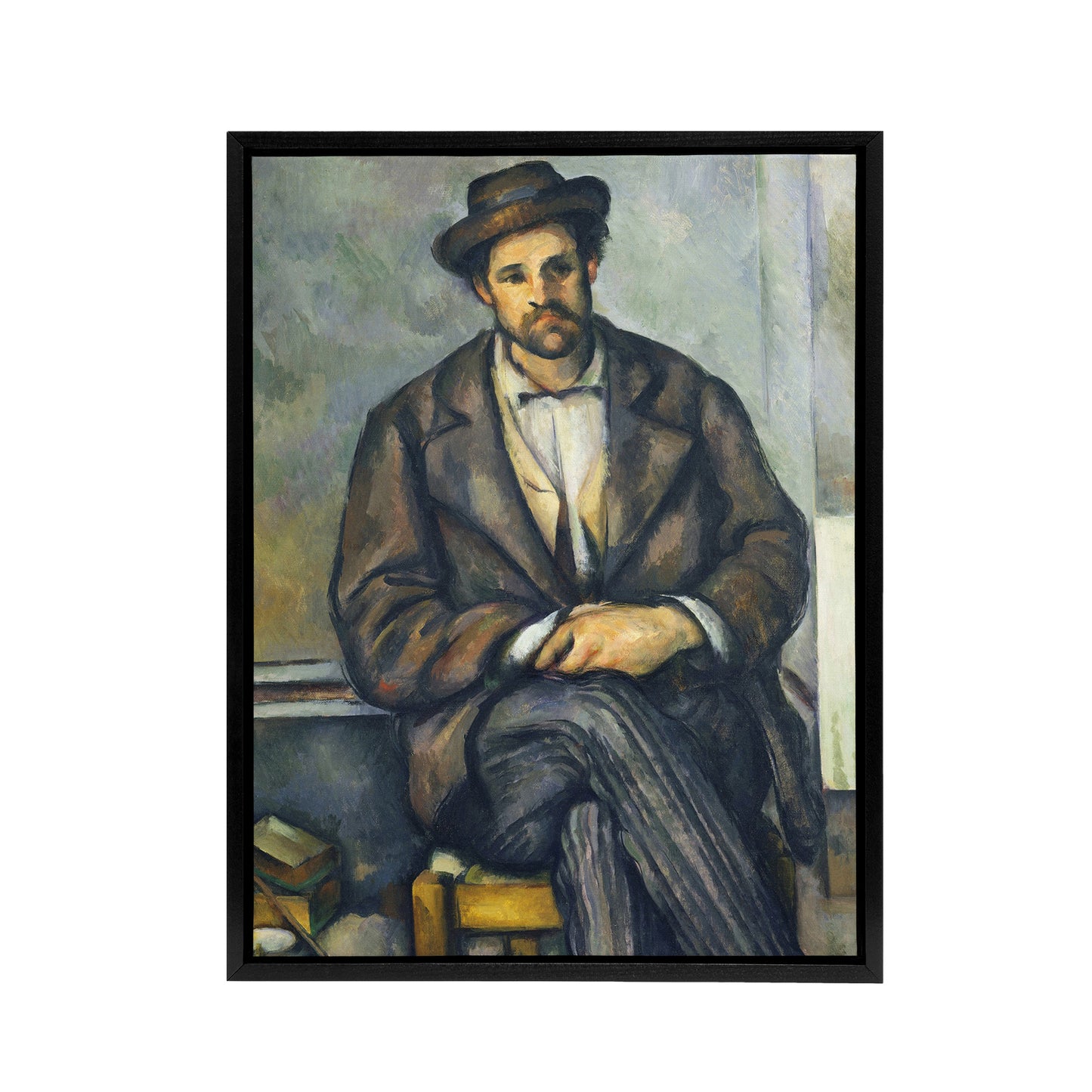 Seated Peasant Portrait Painting Cezanne Framed Canvas Wall Art Print