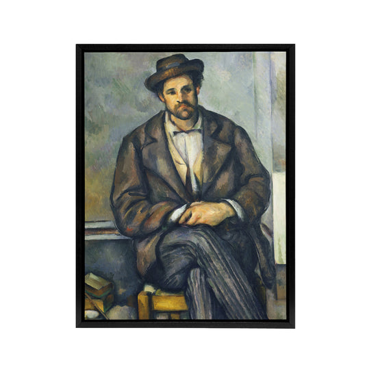 Seated Peasant Portrait Painting Cezanne Framed Canvas Wall Art Print