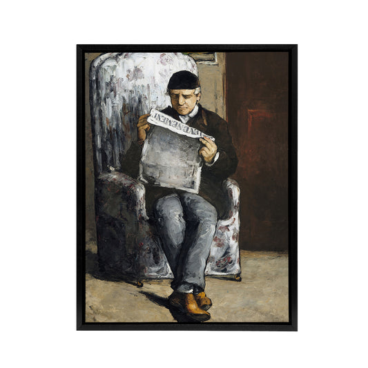 The Artists Father Reading Newspaper Cezanne Framed Canvas Wall Art Print