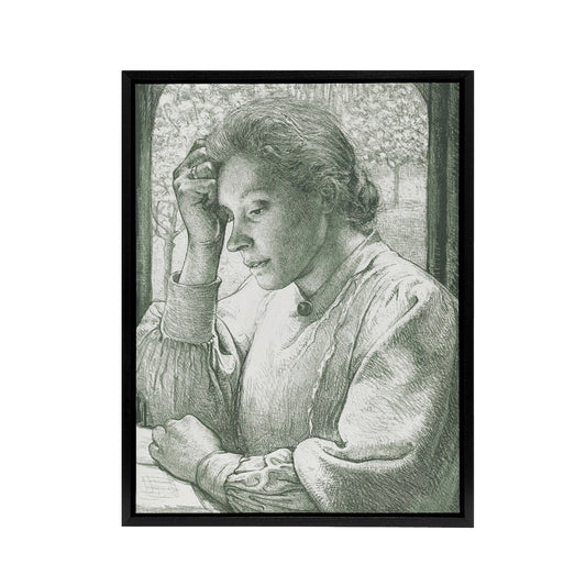 Pencil Portrait of Henriette Holst Framed Canvas Wall Art Print