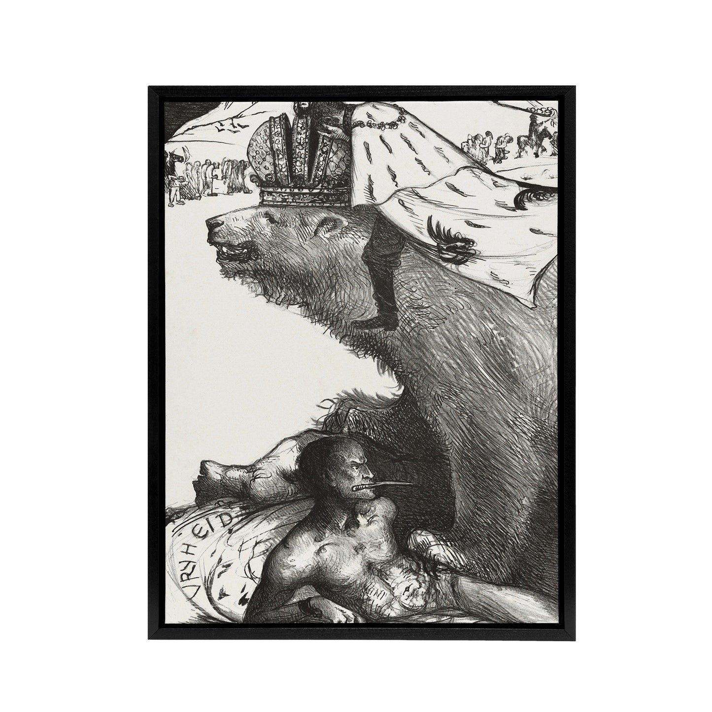 Tsar Nicholas II on the Russian Bear Holst Framed Canvas Wall Art Print