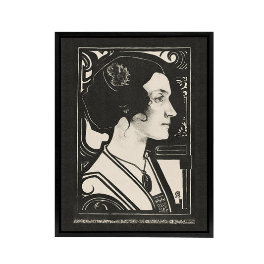 Woman Stained Glass Sketch Portrait Holst Framed Canvas Wall Art Print