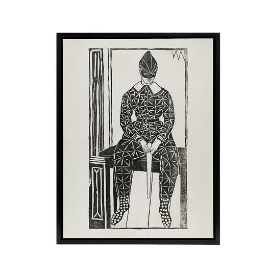 Harlequin Clown Portrait De Mesquita Framed Canvas Wall Art Print