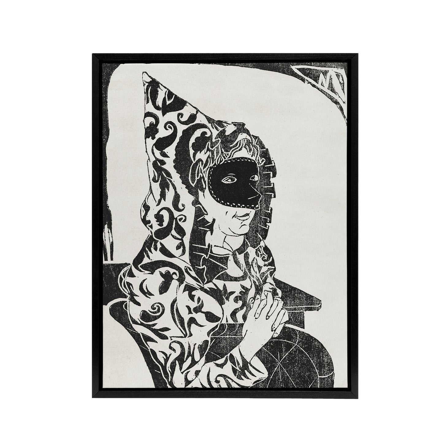 Masked Woman with Cape Samuel J De Mesquita Framed Canvas Wall Art Print