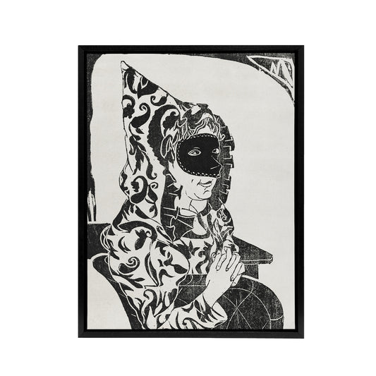 Masked Woman with Cape Samuel J De Mesquita Framed Canvas Wall Art Print