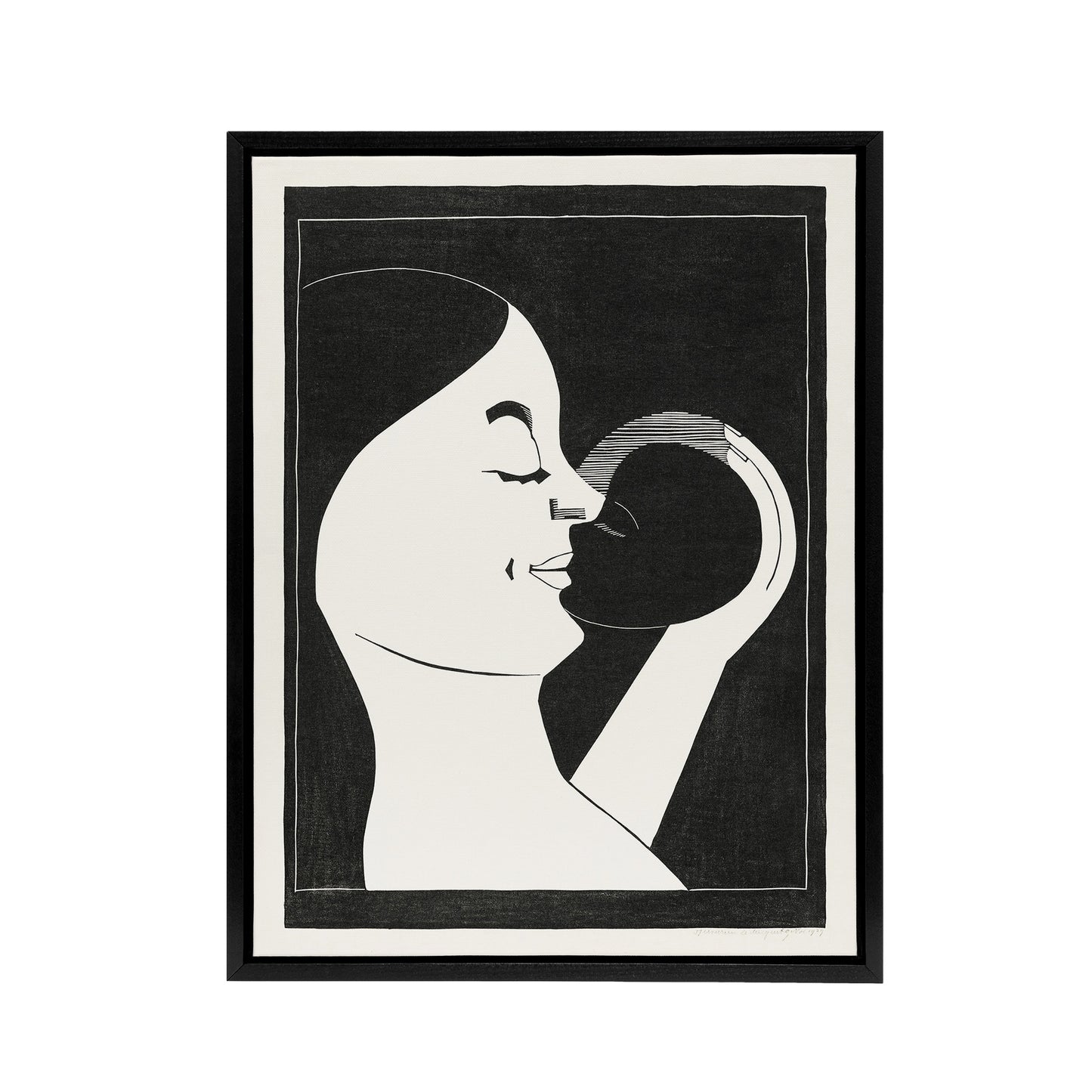 Mother and Child Stylised Painting De Mesquita Framed Canvas Wall Art Print