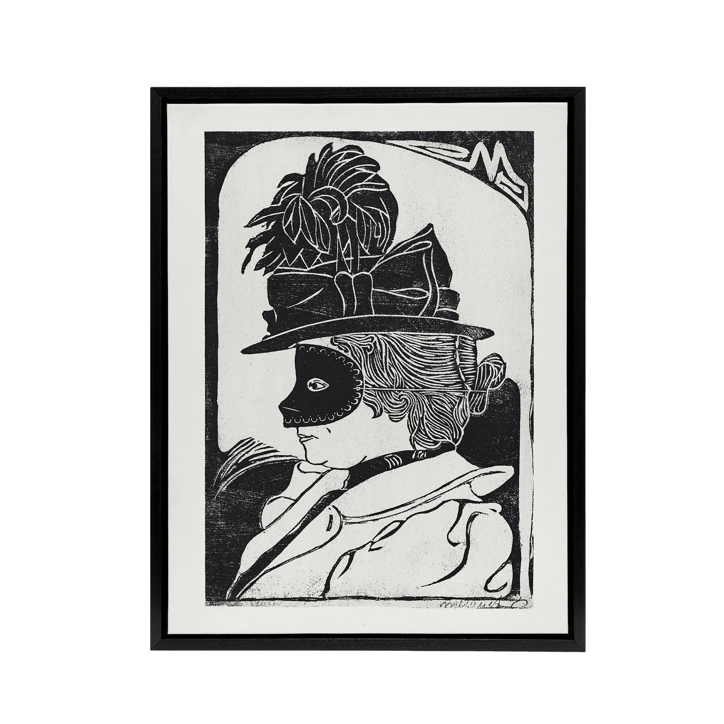 Pierrette Woman With Mask De Mesquita Framed Canvas Wall Art Print