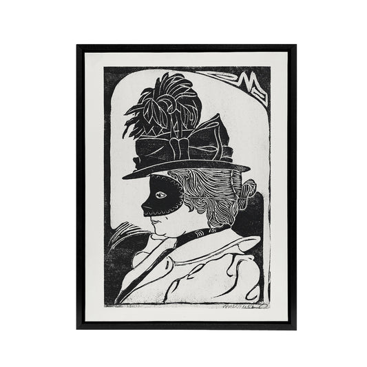 Pierrette Woman With Mask De Mesquita Framed Canvas Wall Art Print