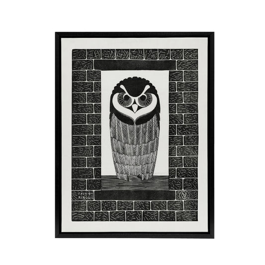 Ringuil Owl Bird on a Window De Mesquita Framed Canvas Wall Art Print