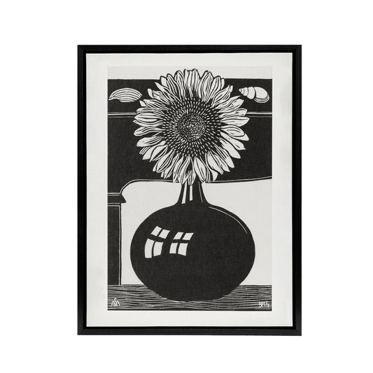 Stylised Sunflower in a Vase De Mesquita Framed Canvas Wall Art Print