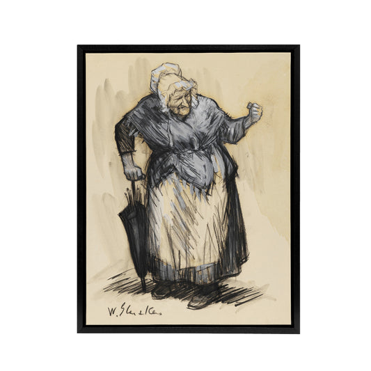 Angry Old Lady Sketch William James Glackens Framed Canvas Wall Art Print