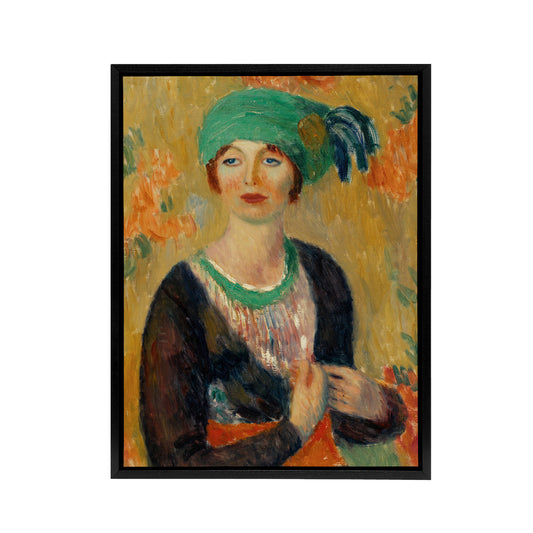 Portrait of a Girl in Green Turban Glackens Framed Canvas Wall Art Print