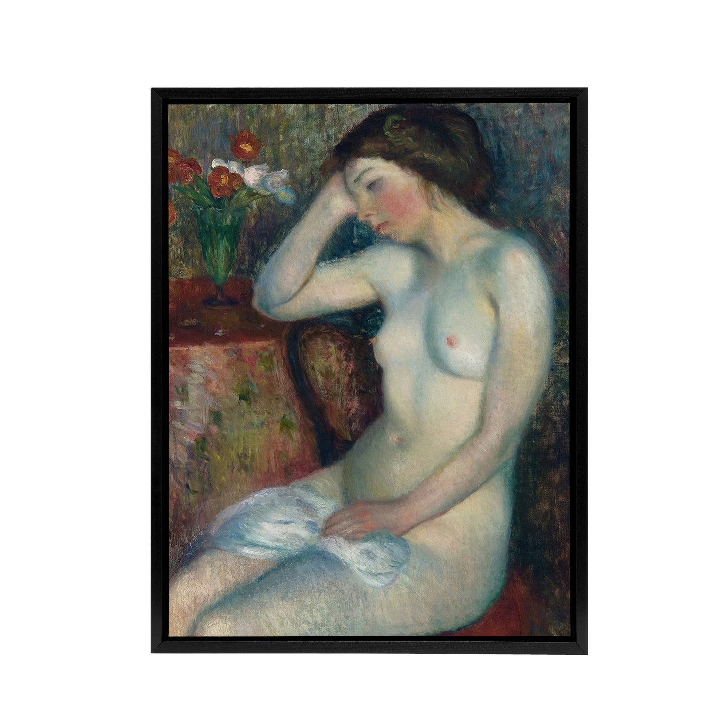 Sleeping Girl Nude Portrait Glackens Framed Canvas Wall Art Print