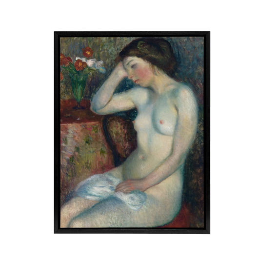 Sleeping Girl Nude Portrait Glackens Framed Canvas Wall Art Print