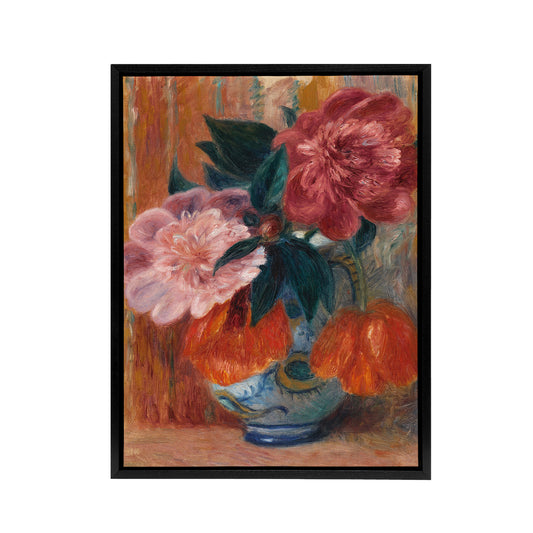 Tulips and Peonies in Pitcher Glackens Framed Canvas Wall Art Print