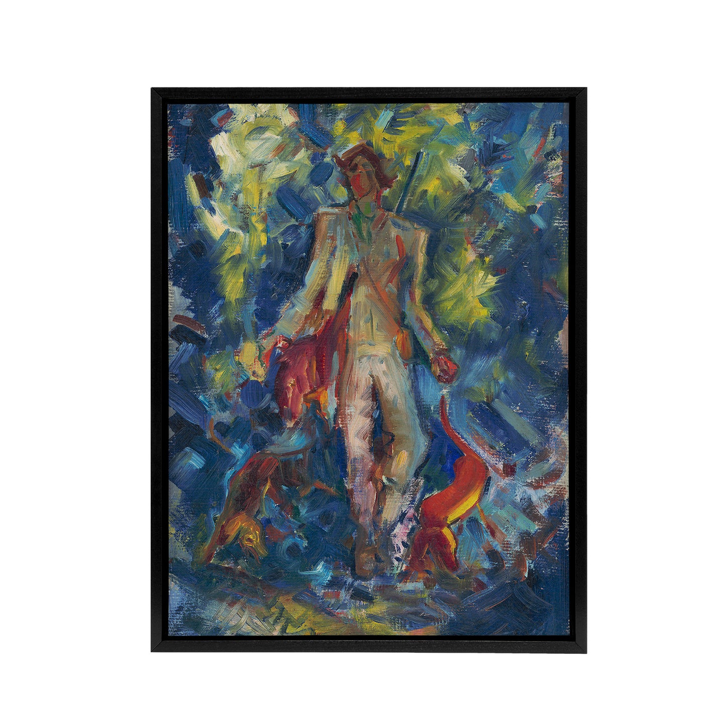 Huntsman With Two Dogs Arnold Weisz Kubincan Black Framed Canvas Wall Art