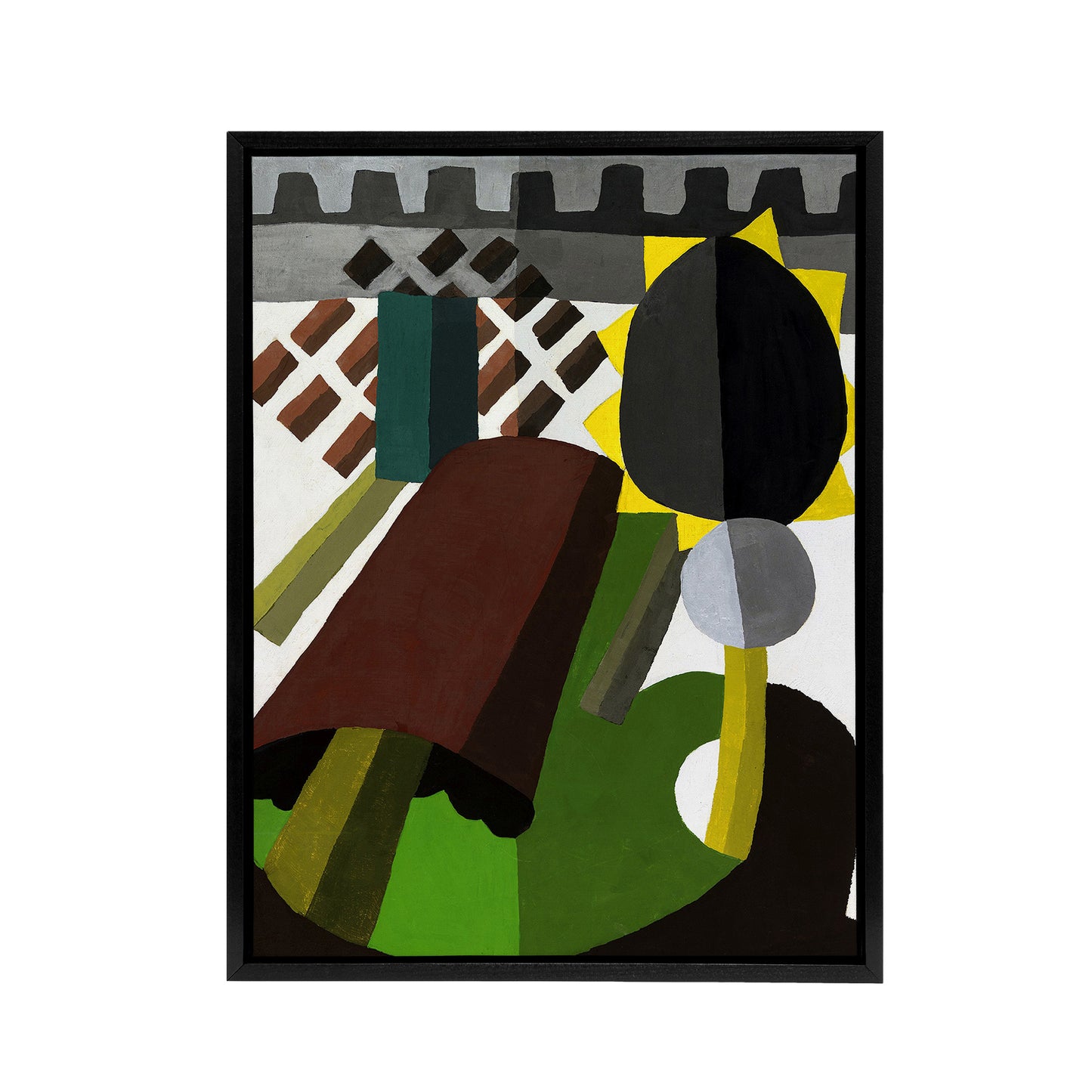 The Inn Abstract Landscape Painting Dove Black Framed Canvas Wall Art